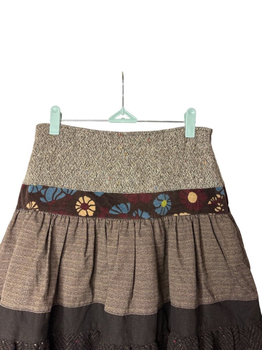 Karen Atelson A-Line Knee Length Skirt 2 Mixed Media Patterns Wool Blend Lined - Picture 2 of 6